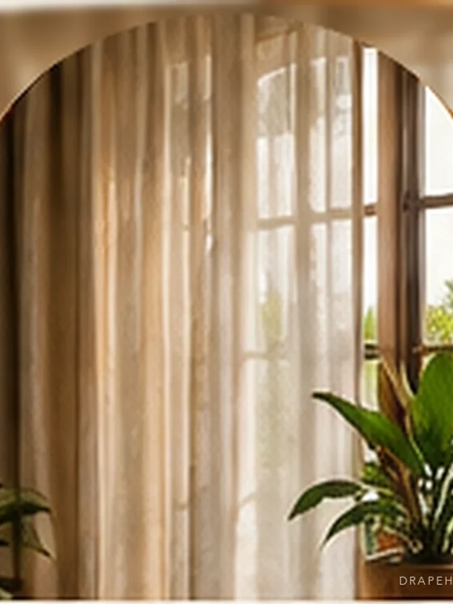 Linen curtains filtering afternoon light across a timber window