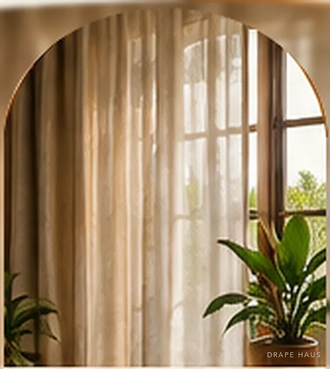 Linen curtains filtering afternoon light across a timber window