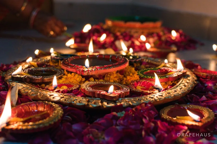 Goan home decorated with lamps for Diwali in clear post-monsoon light